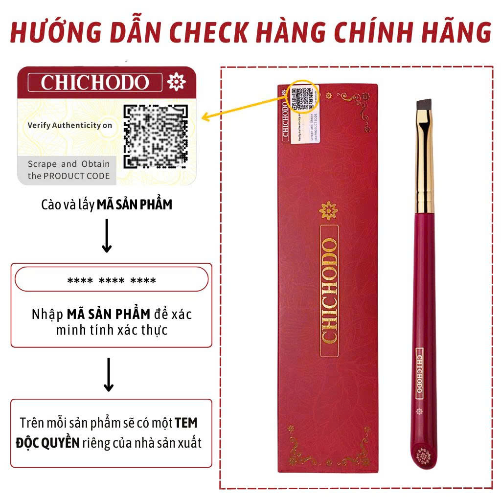 Cọ Kẻ Mắt, Định Hình Chân Mày CHICHODO Liner Brow Brush C119 Sợi Tự Nhiên Sắc Nét, Tém Mày